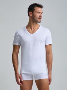 T-shirt Il Granchio scollo V mezza manica in morbido cotone