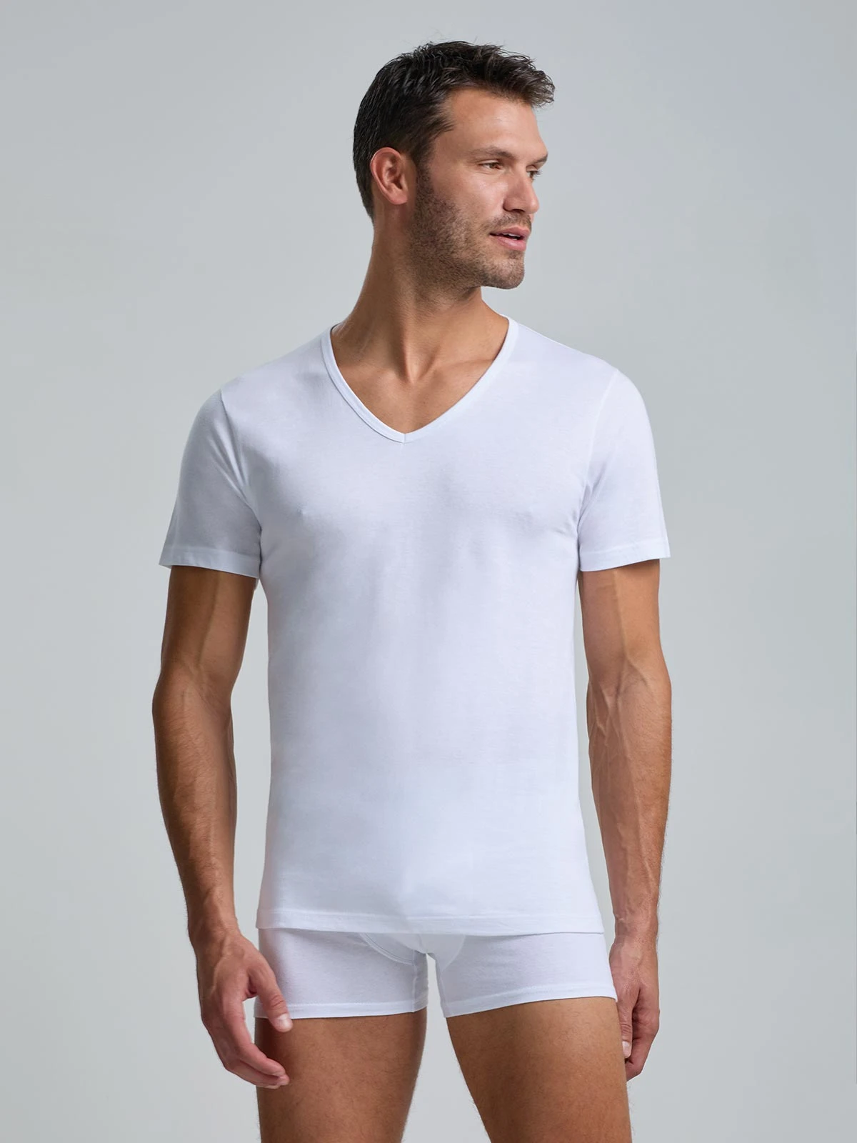 T-shirt Il Granchio scollo V mezza manica in morbido cotone