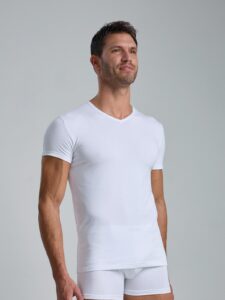 T-shirt Il Granchio scollo V mezza manica in cotone elastico