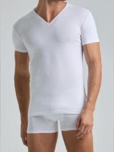 T-shirt  Lotto scollo a V mezza manica in cotone elastico